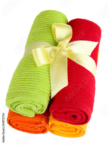 Colorful towels isolated on white