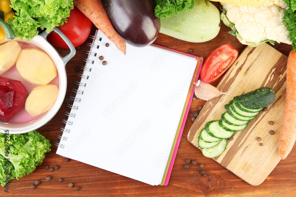 Fresh vegetables and spices and paper for notes, Fresh vegetables and spices and paper for notes,