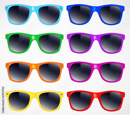 set of sunglasses vector illustration background