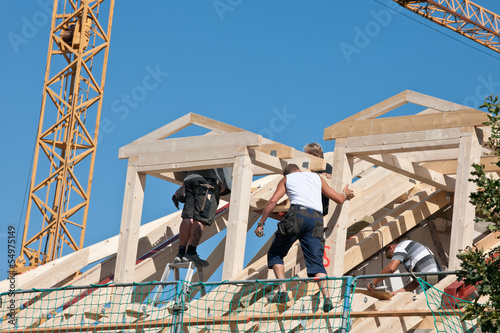 Bauen Baustelle Dachausbau Zimmermann photo