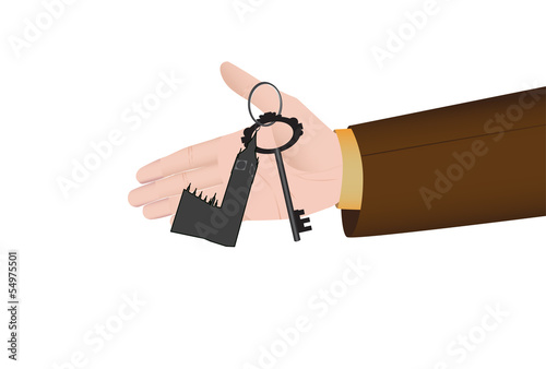 Hand holding a key from appartment