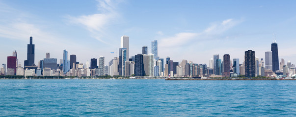 Acrylglasbilder Skyline Chicago Skyline Illinois Panorama  © pyzata
