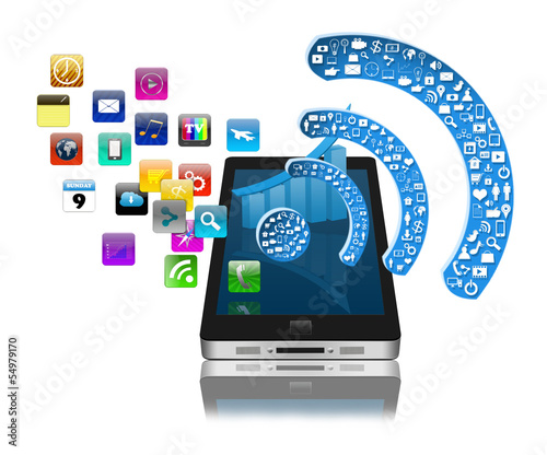 Social media with smartphone  colorful application icon,isolated