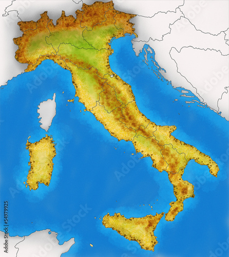 Cartina Italia fisica illustrazione Stock イラスト | Adobe Stock