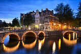 Night scene at a canal in Amsterdam