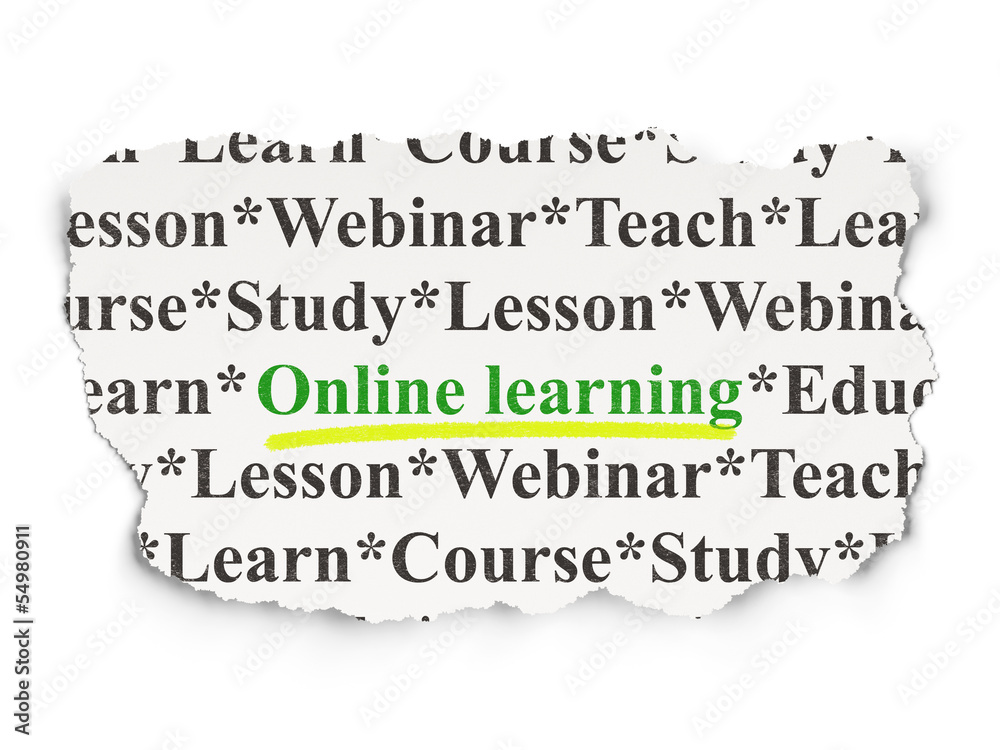 Education concept: Online Learning on Paper background