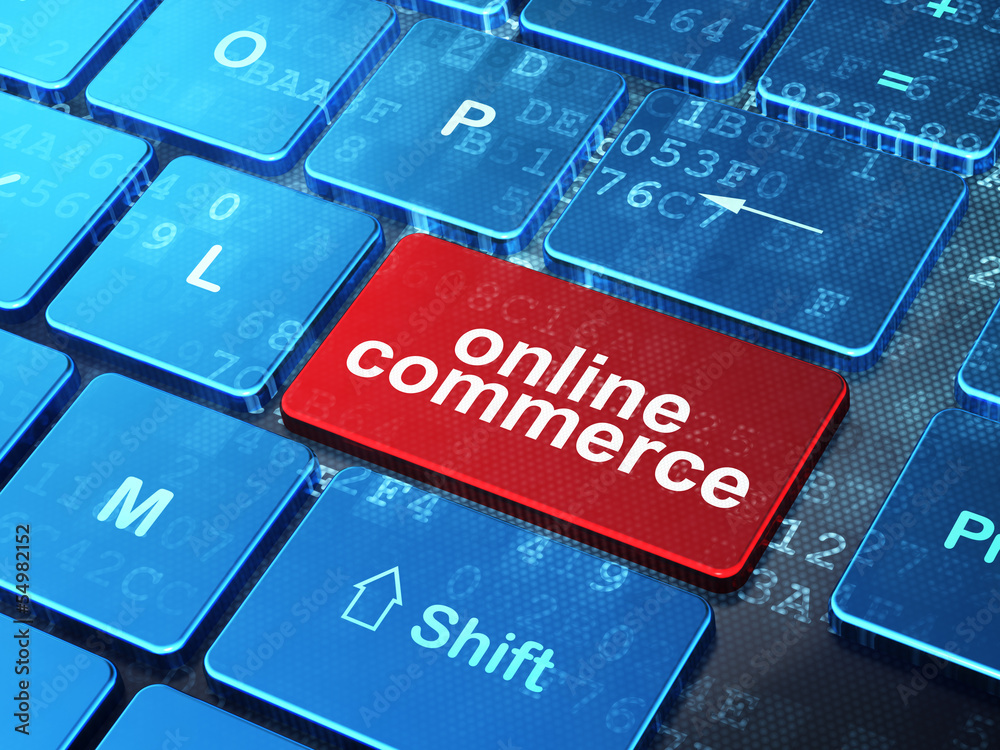 Fototapeta premium Finance concept: Online Commerce on computer keyboard background