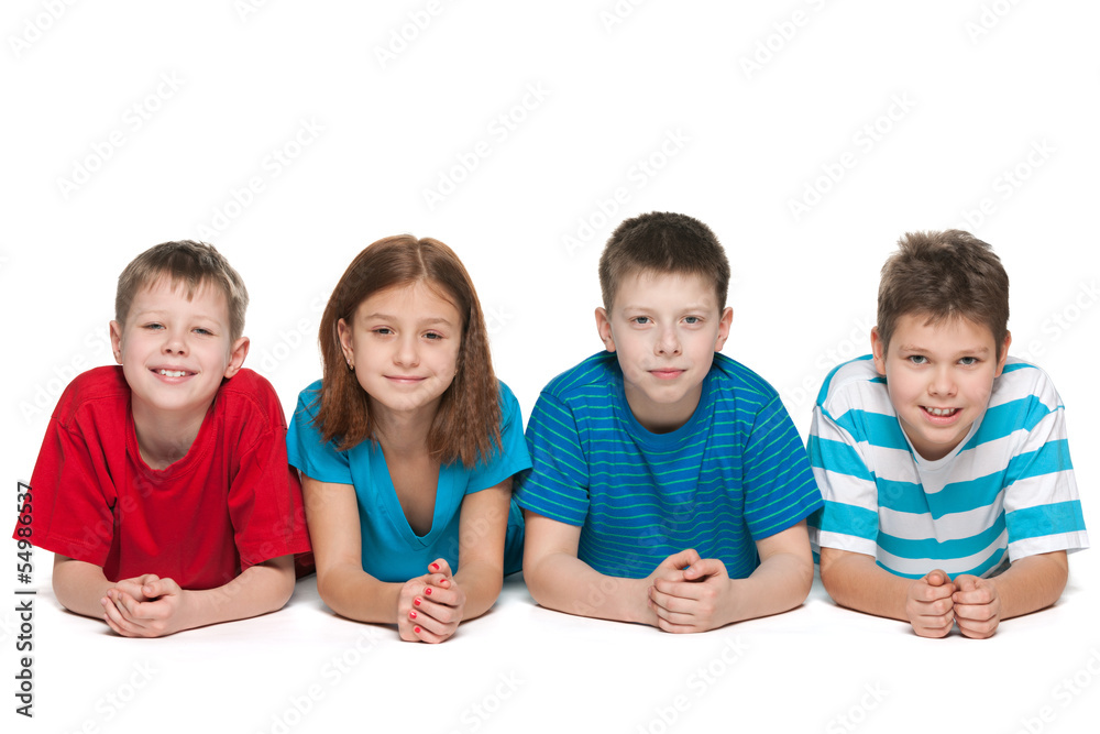 Four kids on the white background Four kids on the white background