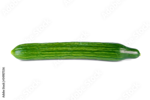 Fresh long cucumber over a white background