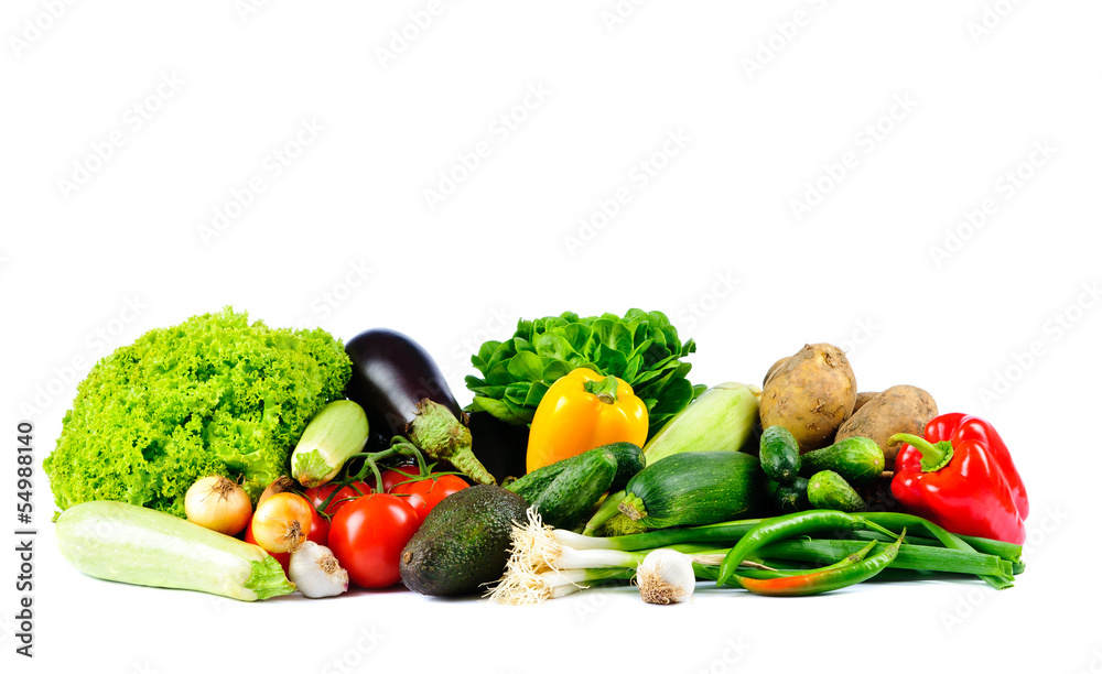 vegetables on a white background