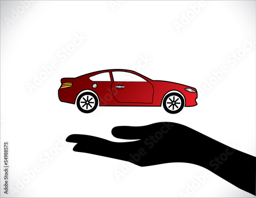 Car Insurance Car Protection Hand Silhouettes beautiful Concept