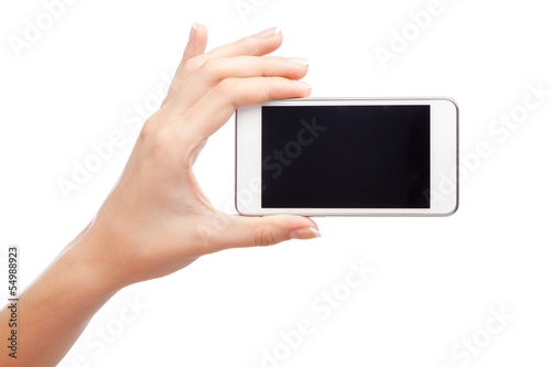 Female hand holding a modern smartphone