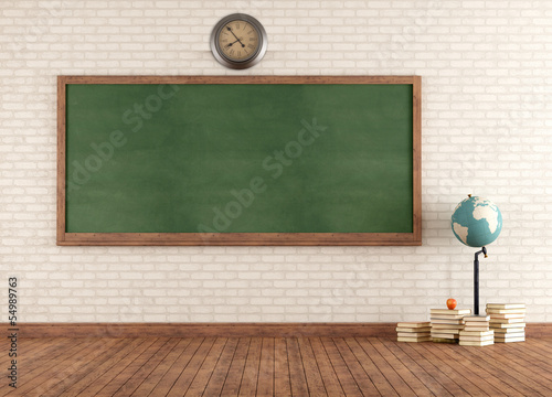 Empty vintage classroom photo