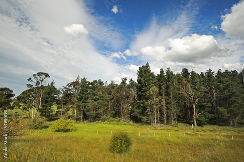 typical rural scenery in Australia, with beautiful clouds in blu