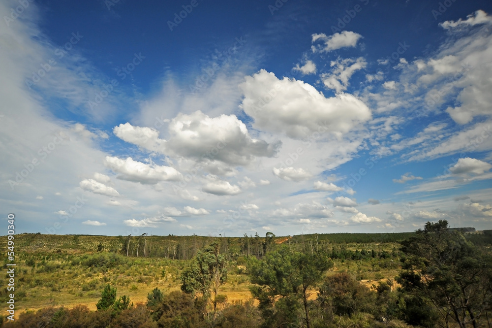 typical rural scenery in Australia, with beautiful clouds in blu