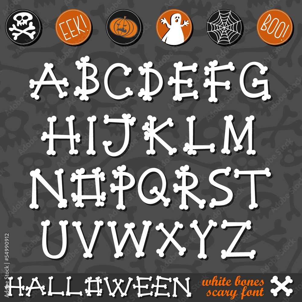 halloween straszna czcionka z kości drukowane litery
