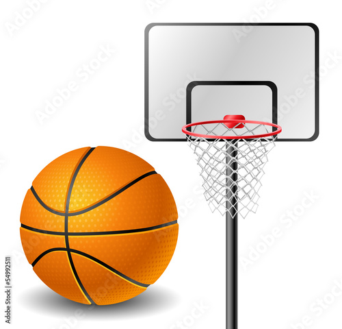 Basketball ball and basket