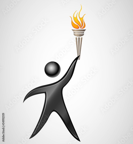 Abstract man silhouette with burning torch