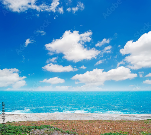 white clouds and blue sea photo