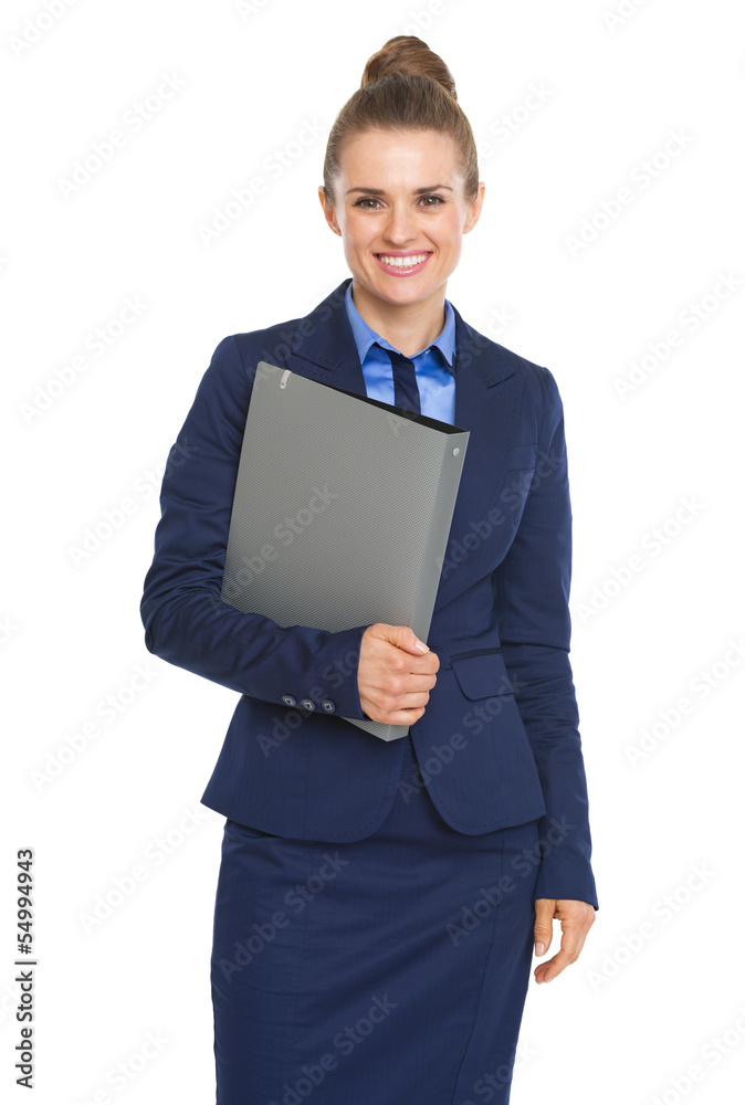 Portrait of smiling business woman with folder Portrait of smiling business woman with folder