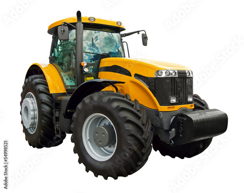 Yellow farm tractor