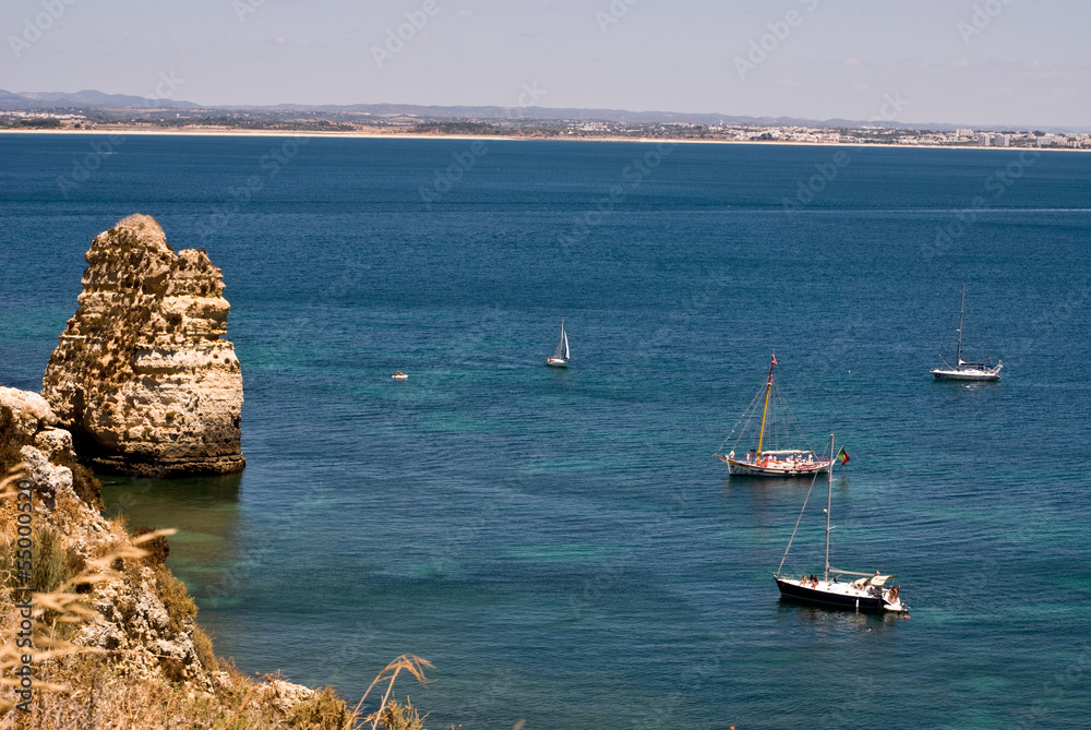 Rock formations near Lagos, Portugal Rock formations near Lagos, Portugal