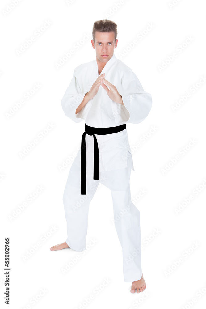 Young Man Practicing Karate Young Man Practicing Karate