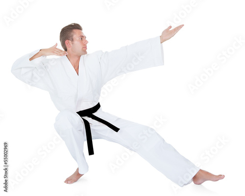 Young Man Practicing Karate