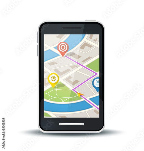 mobile phone with gps map application