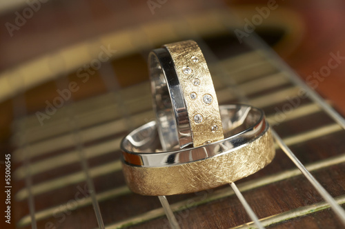 Wedding rings on  guitar