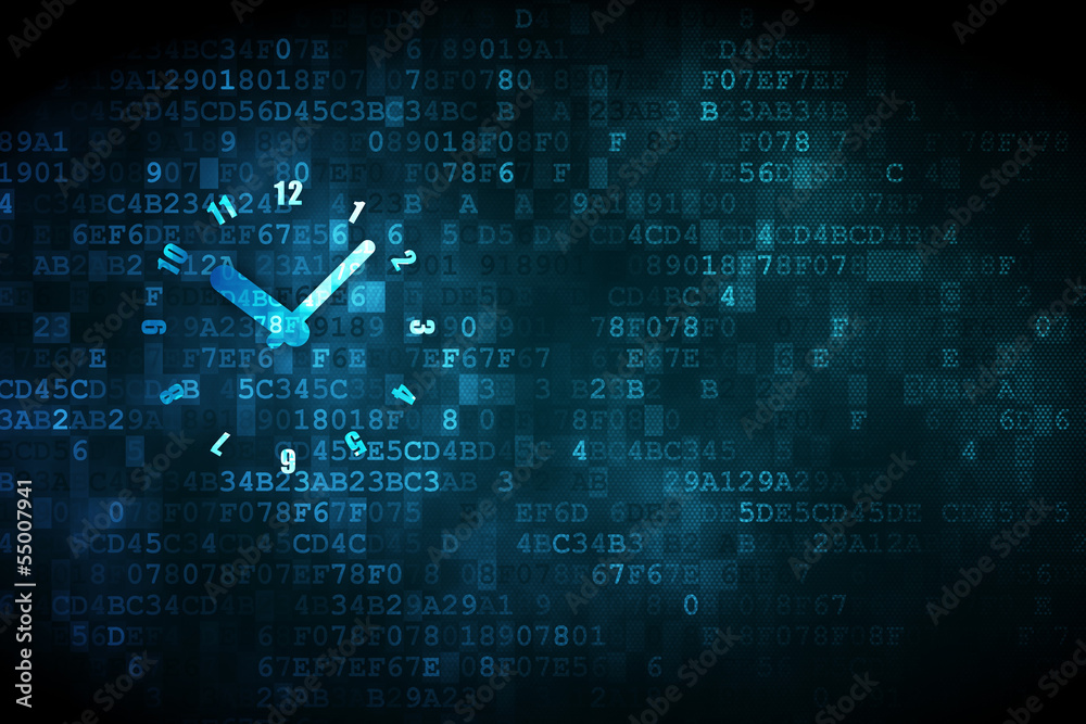 Time concept: Clock on digital background Time concept: Clock on digital background