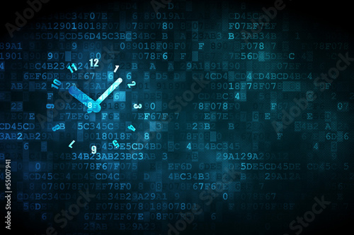 Time concept: Clock on digital background