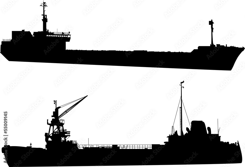 two commercial ships illustration