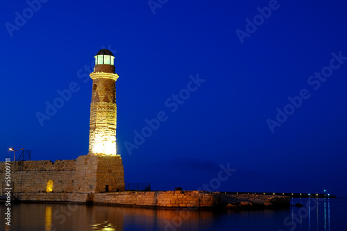 Old lighthouse in city of Rethymno, Crete, Greece