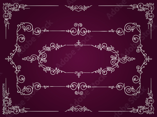 Ornamental white rectangular border frames