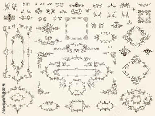 Collection of filigree ornament elements