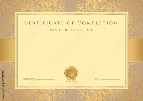 Certificate / Diploma template, background. Frame, pattern