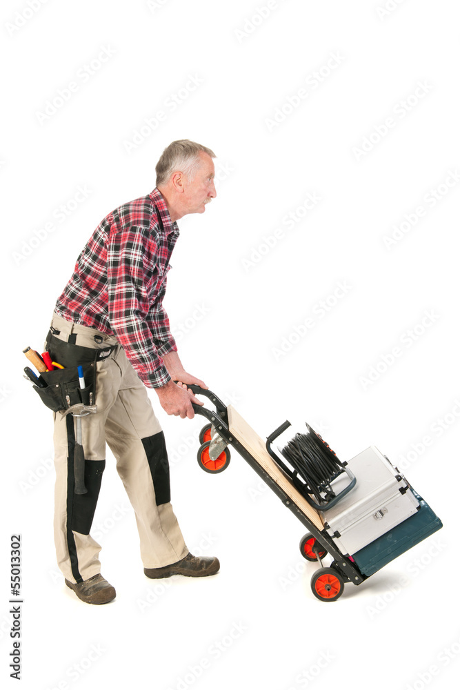 Manual worker with heavy toolkit Manual worker with heavy toolkit