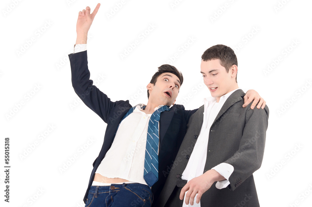 Business men fired, upset, crying.Out of job due to crisis. Business men fired, upset, crying.Out of job due to crisis.