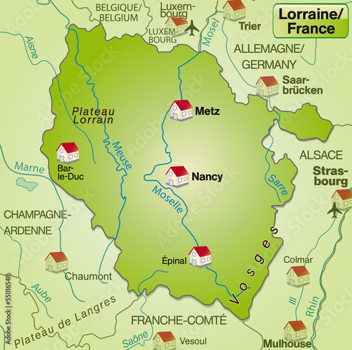 Inselkarte von Midi-Pyrénées mit Grenzen in internetgrün