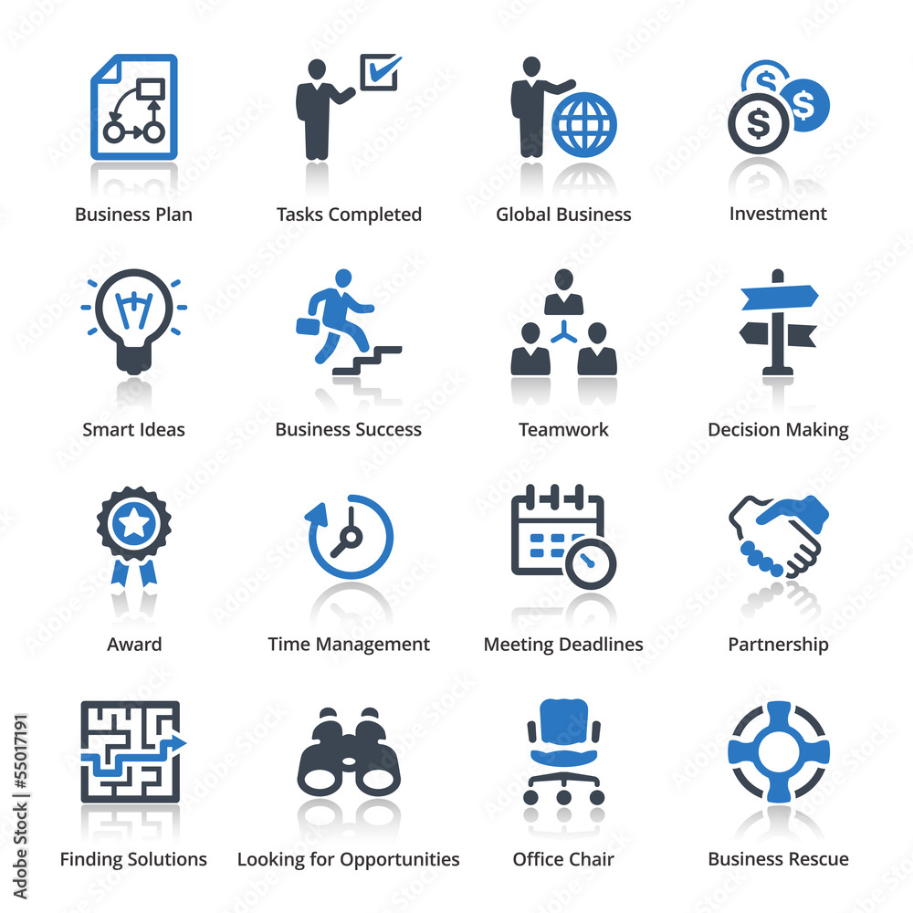 Business Icons Set 3 - Blue Series Business Icons Set 3 - Blue Series