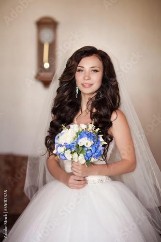 Beautiful bride in wedding day In bridal dress. newlywed woman