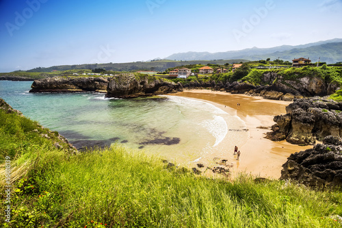 Puertu Chicu beach in Llanes, Asturias, Spain photo