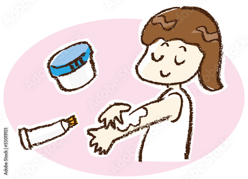 塗り薬を塗る女の子