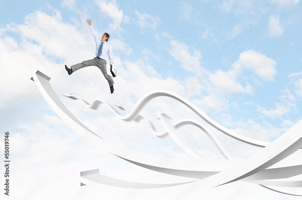 Businessman jumping Businessman jumping