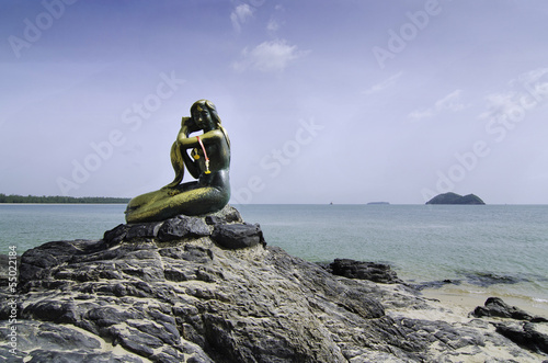 Famous mermaid sculpture in Songkhla, Thailand