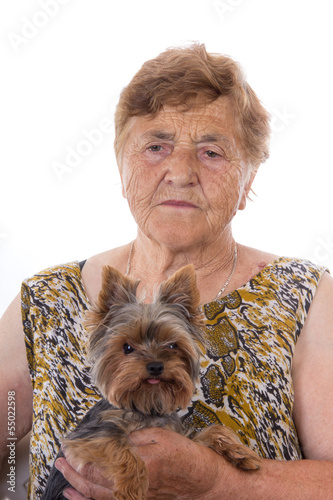 senior women and dog 