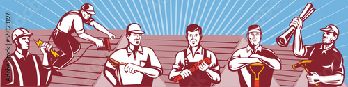 Construction Workers Tradesman Retro