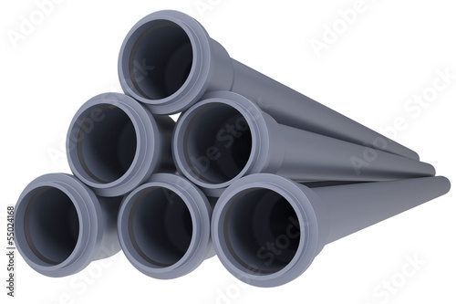 Grey PVC sewer pipes