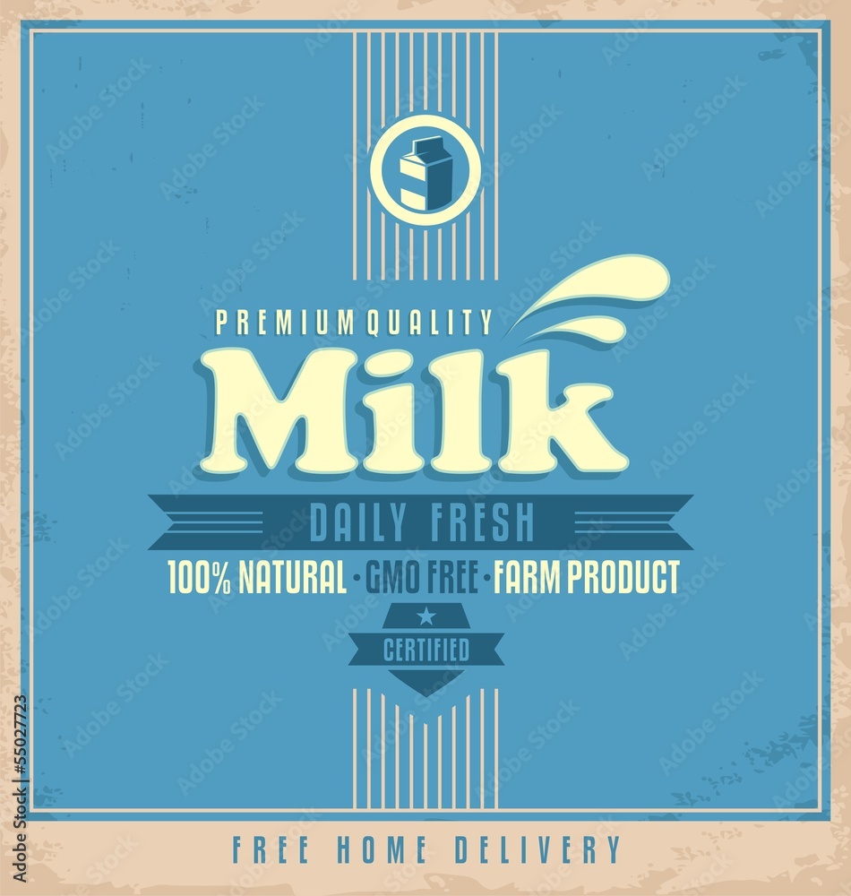 Daily fresh natural milk  retro poster design